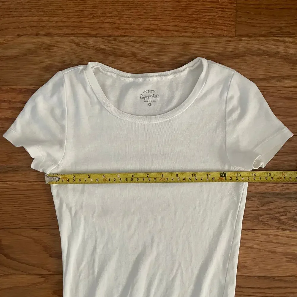 J.Crew Perfect Fit Short Sleeve Tee White Womens XS Archival Sp14 Minimalist
